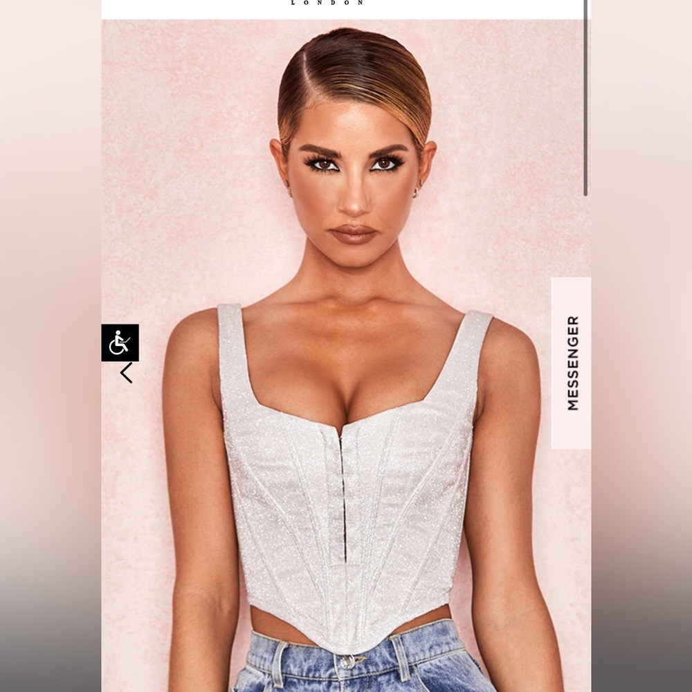 ELSA SILVER SPARKLE CROPPED CORSET